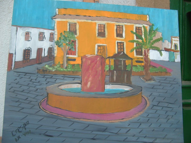 Dalias Casa de Godoy y fuente, Almeria 50x60 Crespo Oil Panel Landscaping