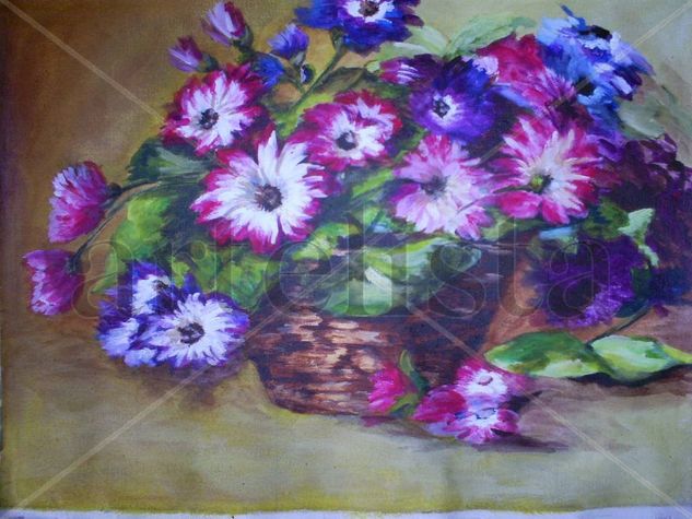 SUTILEZA FLORAL Acrylic Textile Floral Painting