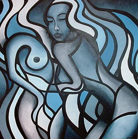 Estudio de dos mujeres enamoradas II Oil Canvas Figure Painting