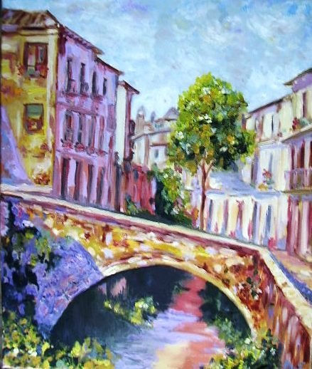 Puente sobre el Darro Oil Canvas Landscaping