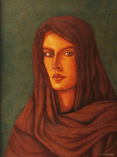 Clara, La Mistica, La Iluminada Oil Panel Figure Painting