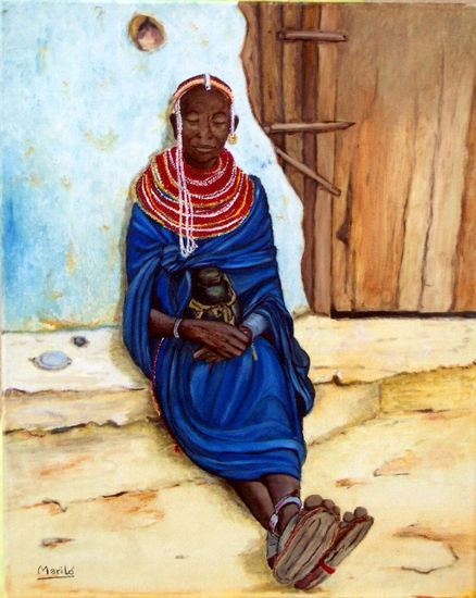 Tribal Oil Canvas Figure Painting