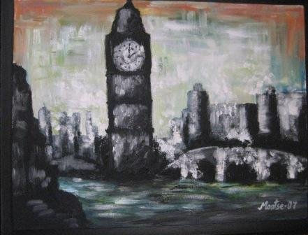 Black big Ben Oil Canvas Landscaping