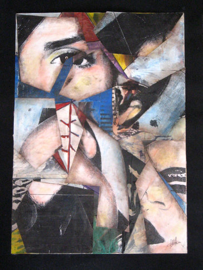 Mirada -cubismo- Media Mixta Papel Retrato