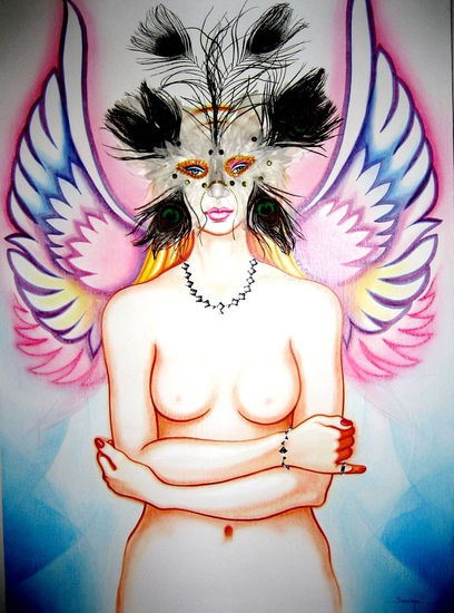 amor celestial Media Mixta Lienzo Desnudos