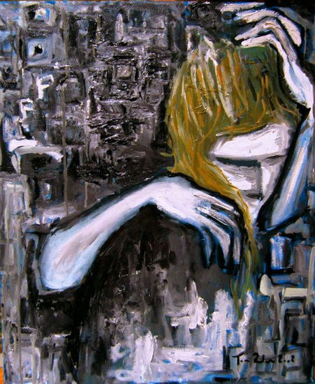 No hay consuelo. Exterior. Dia. Lluvia Oil Canvas Figure Painting