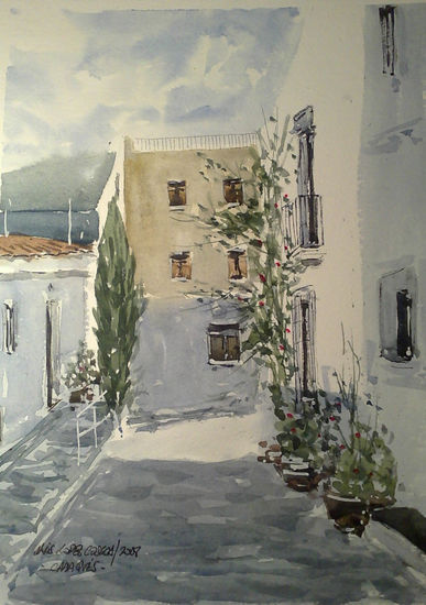 Cadaqués Acuarela Papel Paisaje