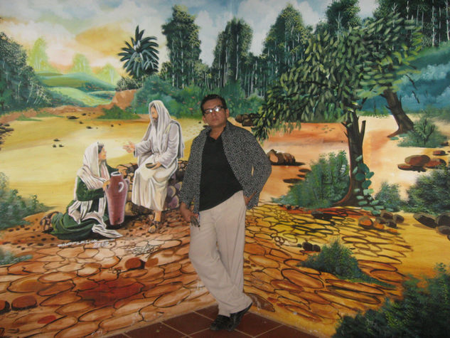 JESUS  Y   LA SAMARITANA Oil Canvas Landscaping