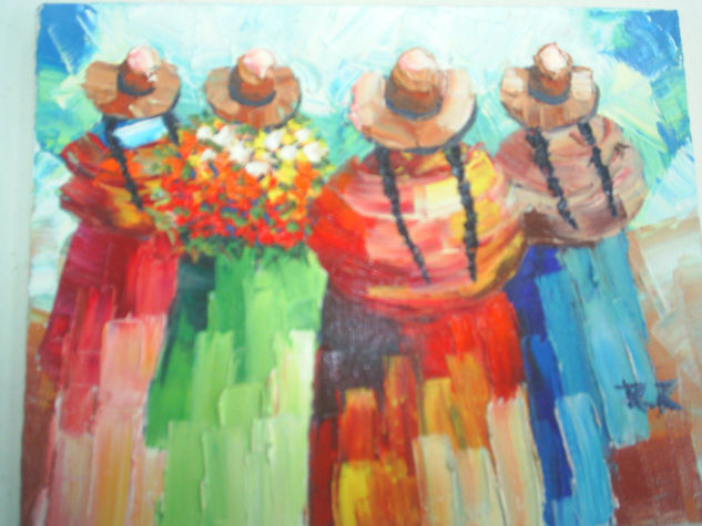 cholitas en invierno Oil Canvas Others