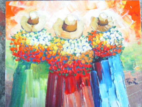 Cholitas con flores