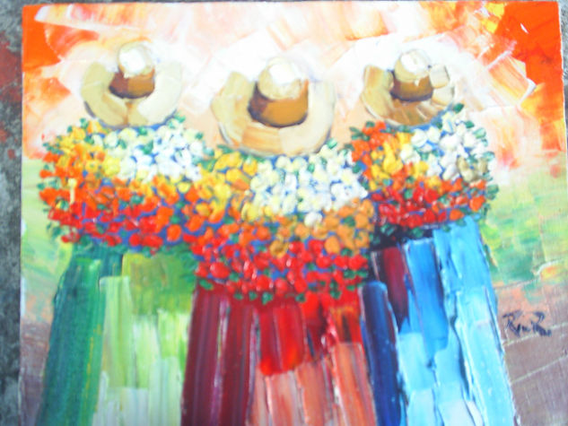 cholitas con flores Oil Canvas Others