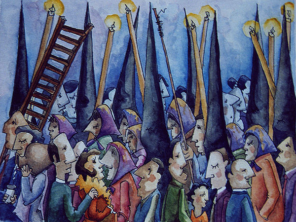 SEMANA SANTA. MADRUGÁ Watercolour Paper Figure Painting