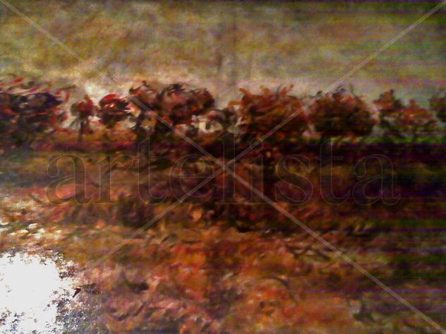 impresionismo abstracto  4 palmeras en ocaso