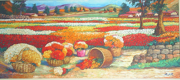 paisaje de flores Oil Canvas Landscaping