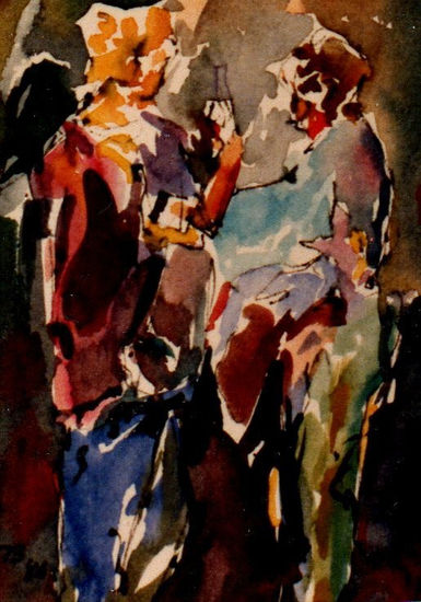 CONVERSACION Watercolour Paper Figure Painting