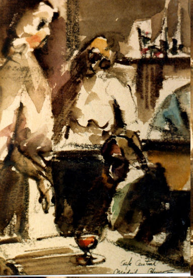 CAFE CENTRAL Watercolour Paper Figure Painting