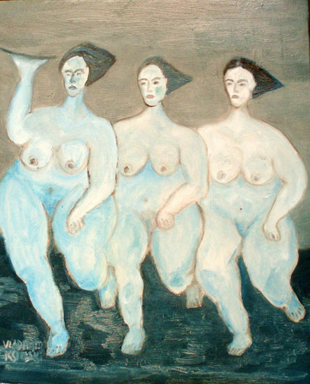 damas grandes azul Oil Canvas Nude Paintings