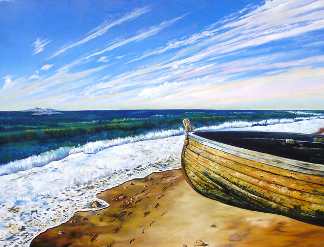 Bote y Mar Oil Canvas Landscaping