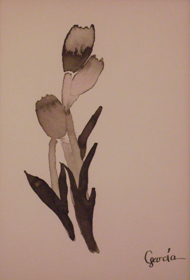 Tulipanes negros. Tinta Papel Floral