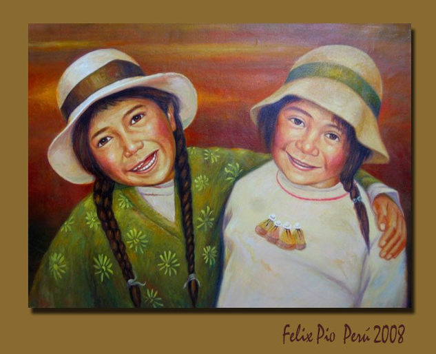 Amigas Oil Canvas Portrait