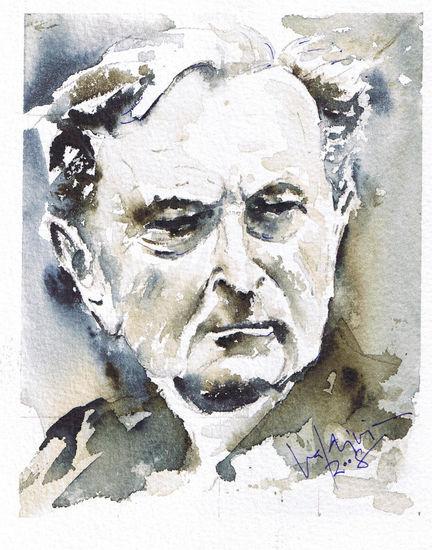 David Lean Acuarela Papel Retrato