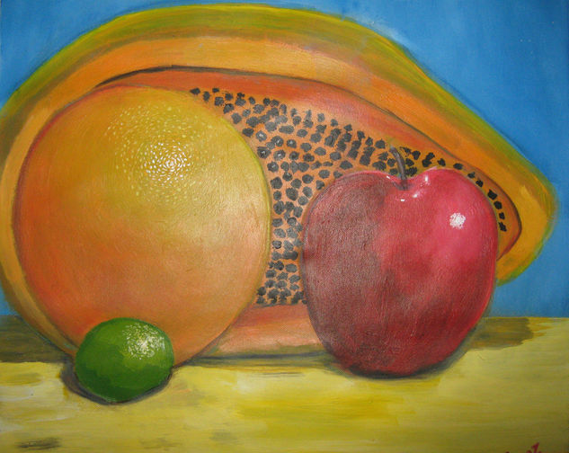 lanaranja lamanzana y la papaya Acrylic Canvas Landscaping