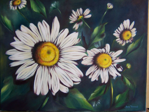 SIMPLEMENTE MARGARITAS Oil Canvas Floral Painting