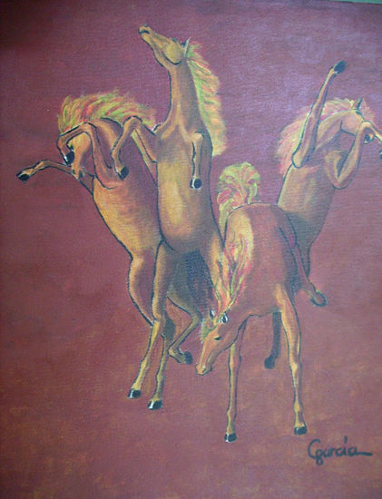 Caballos de Fuego. Acrylic Canvas Figure Painting