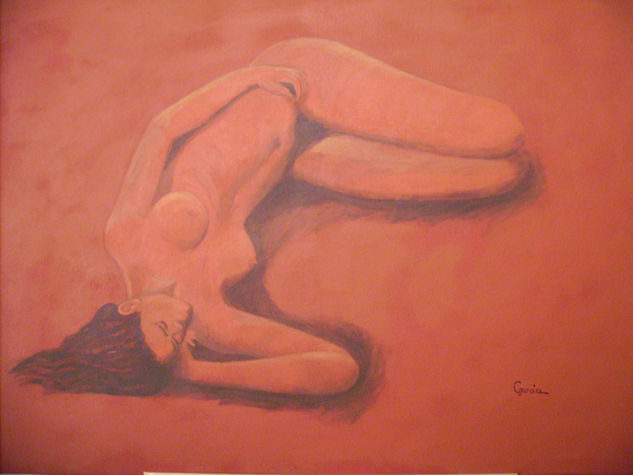 Meditazzione en rojo. Acrylic Canvas Figure Painting