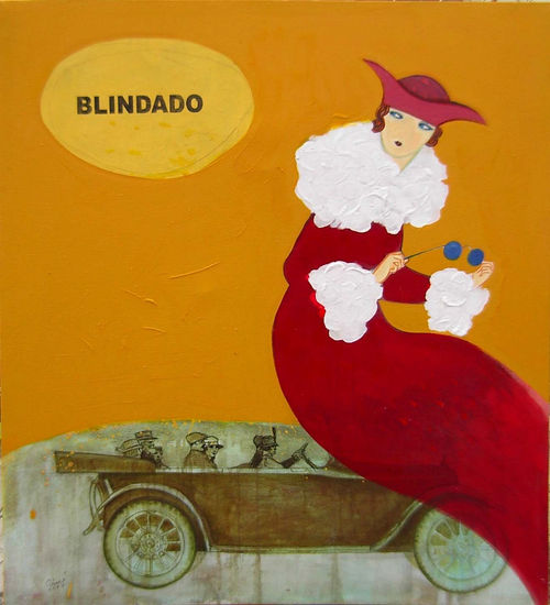 Blindado ,De la Serie Flapers Acrylic Canvas Figure Painting