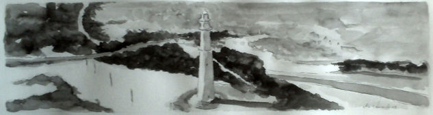 farol de mãe luiza1 Acuarela Papel Paisaje