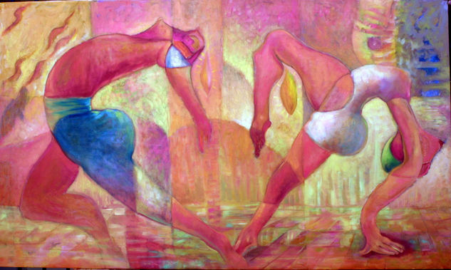 Contorcionisatas de la Vida Oil Canvas Figure Painting