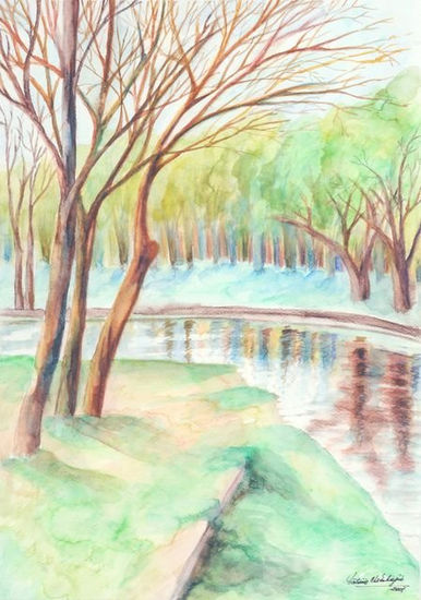 En la ribera del Río Luján Watercolour Paper Landscaping