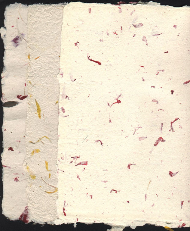 Papel hecho a mano con inclusión de pétalos
