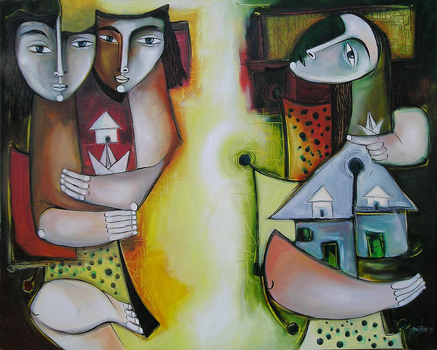 espacio que es poder, posesión y defnsa Oil Canvas Figure Painting