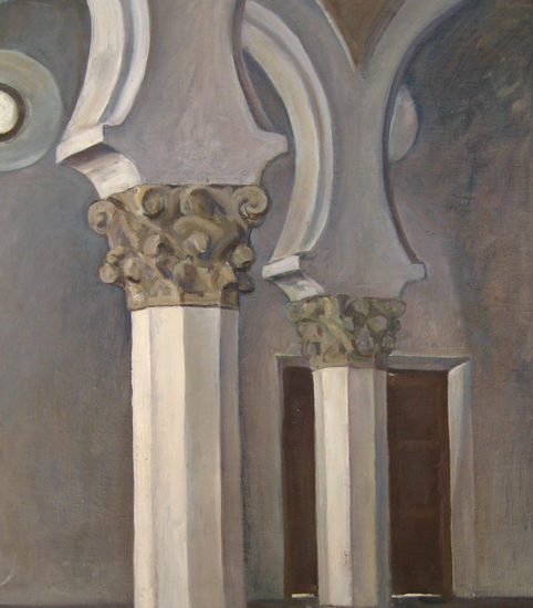 Interior de la Sinagoga de Santa Maria la Blanca. Óleo Lienzo Paisaje