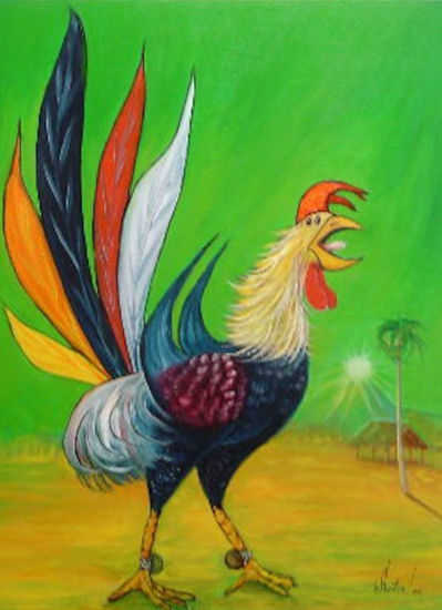 Gallo carnavalesco Óleo Lienzo Paisaje