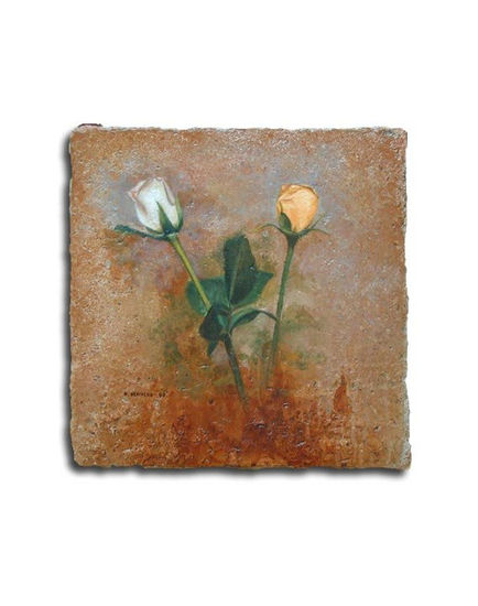 Rosa blanca y amarilla Oil Others Floral Painting