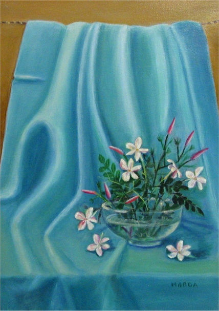 Jazmines sobre azul