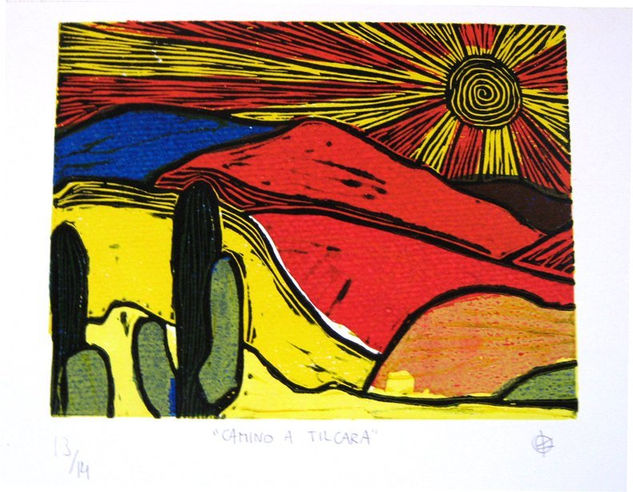 "Camino a Tilcara" Linograbado