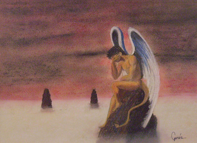 Angel caído. Pastel Paper Figure Painting