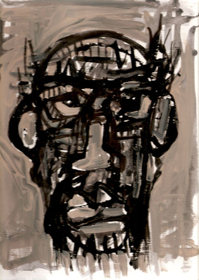 Autorretrato con Lineas negras Media Mixta Cartulina Retrato