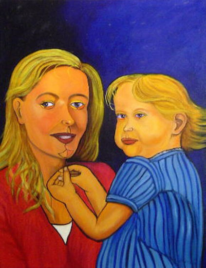 Mother & Child Oil Canvas Figure Painting