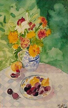 Flores y fruta Watercolour Paper Floral Painting