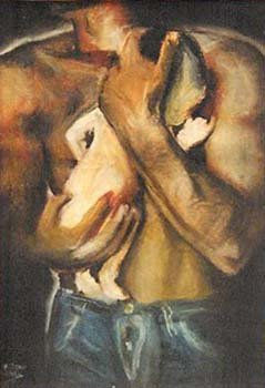 Padre e hijo Pastel Paper Figure Painting