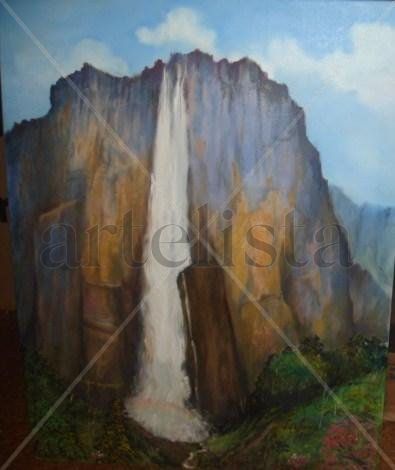 El Salto angel Óleo Lienzo Paisaje