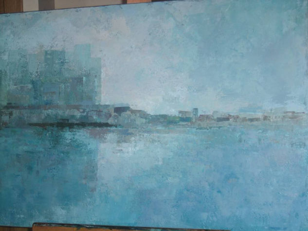 Darsena con niebla Oil Canvas Landscaping