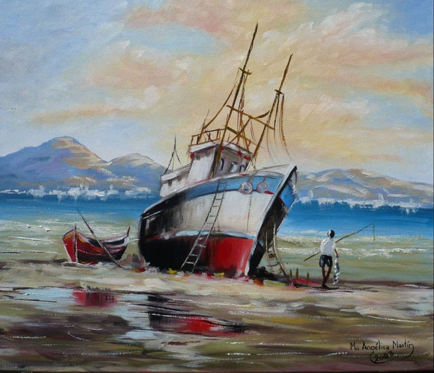 ANCLADO Oil Canvas Marine Painting