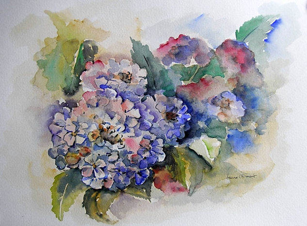 "Hortensias" Watercolour Paper Floral Painting