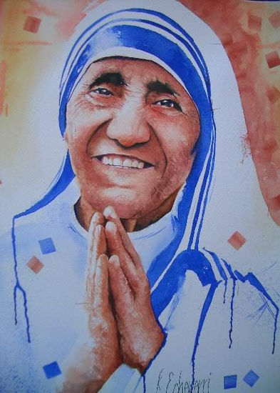 Madre Teresa Acuarela Papel Retrato